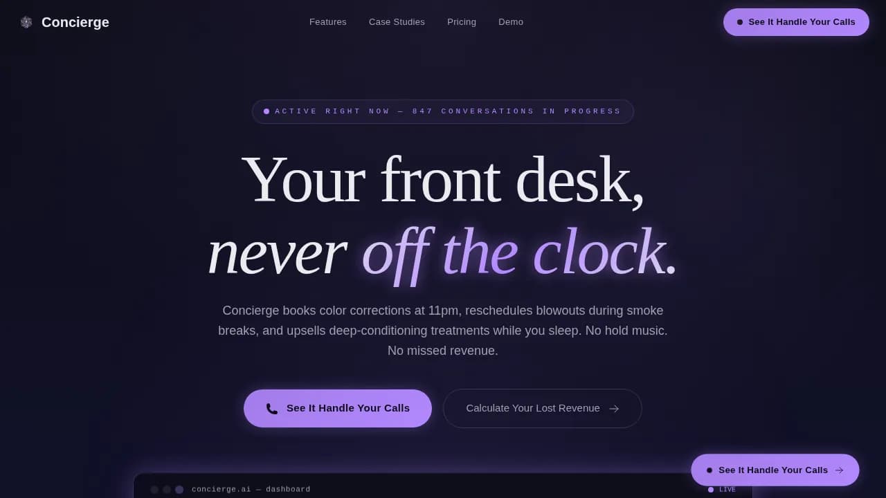 Concierge - AI Salon Receptionist Landing Page Template
