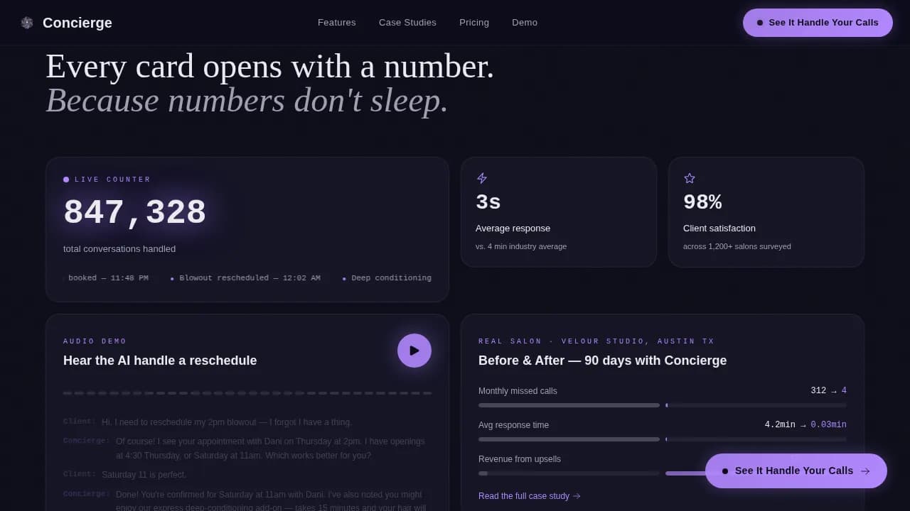 Concierge - AI Salon Receptionist Landing Page Template