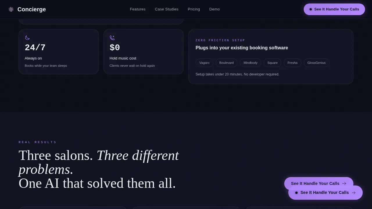 Concierge - AI Salon Receptionist Landing Page Template