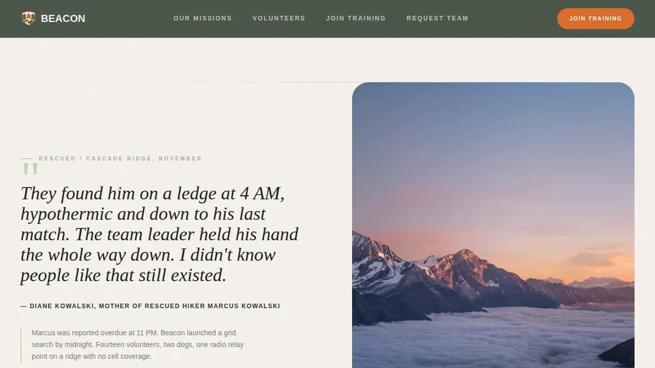 Rescue — Community Emergency Response Landing Page Template
