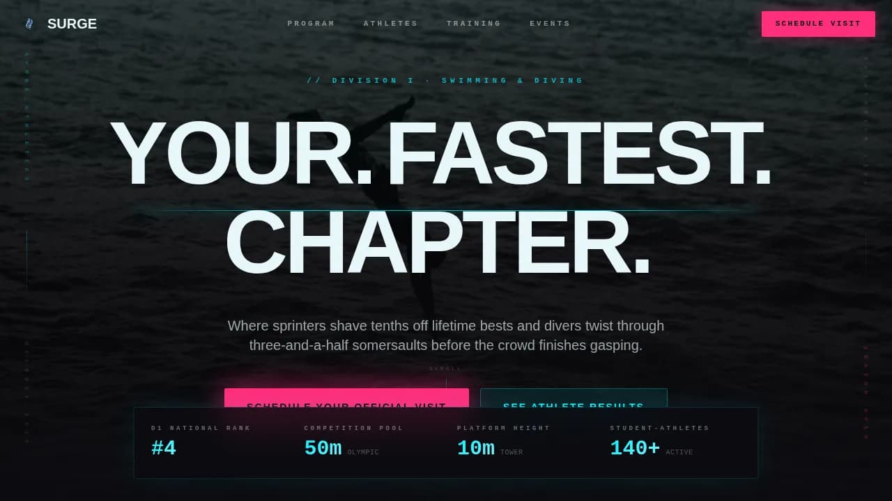 Swimming & Diving Leagues Booking Website Template