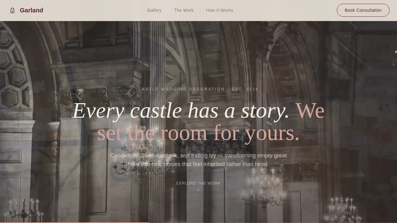Castle Wedding Booking Website Template