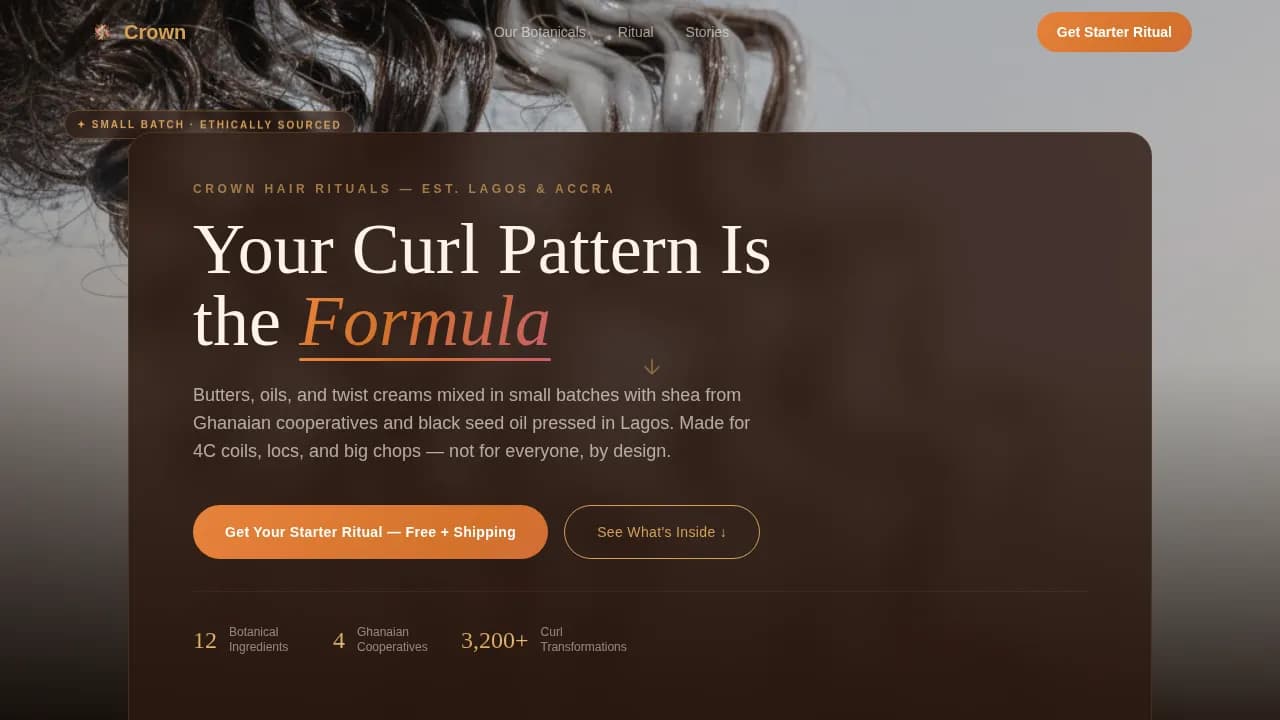 Crown — Premium Textured Hair Care Landing Page Template