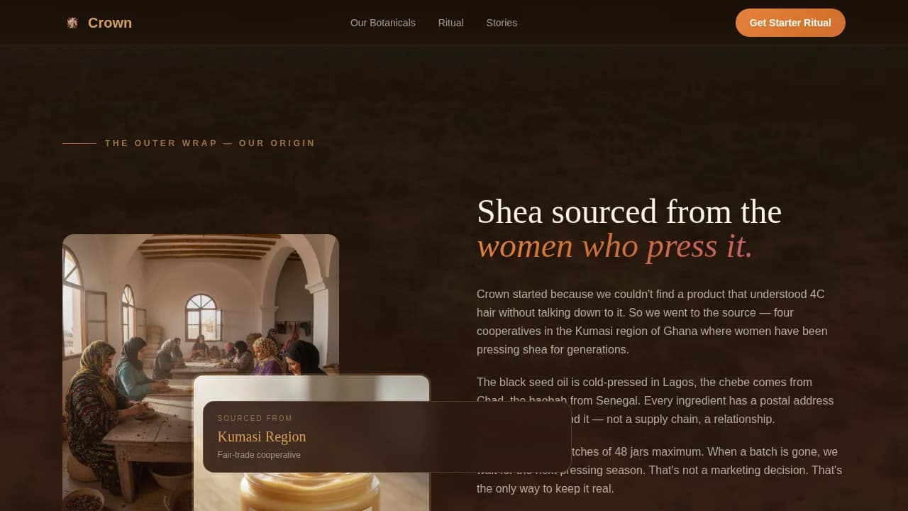 Crown — Premium Textured Hair Care Landing Page Template