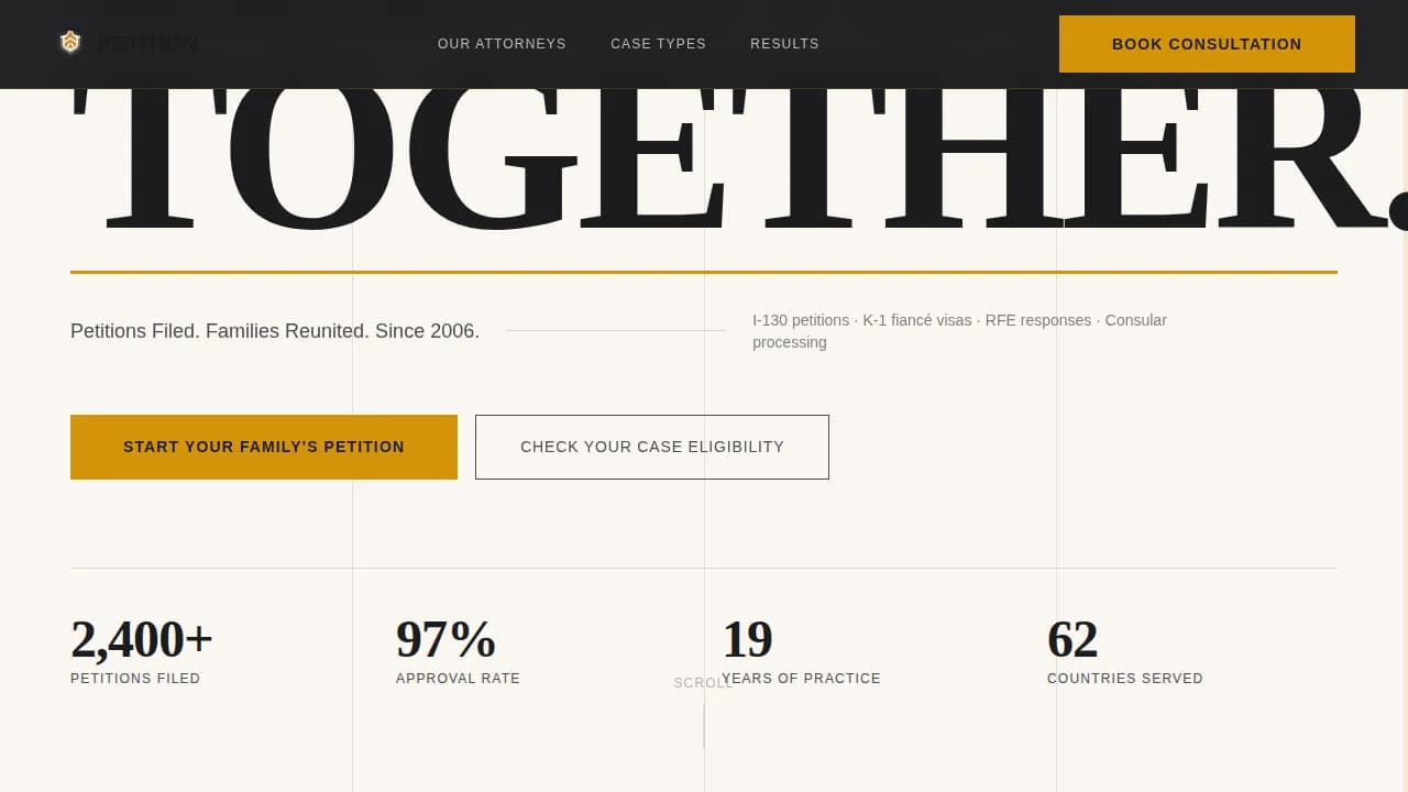 Petition — Expert Immigration Counsel Landing Page Template