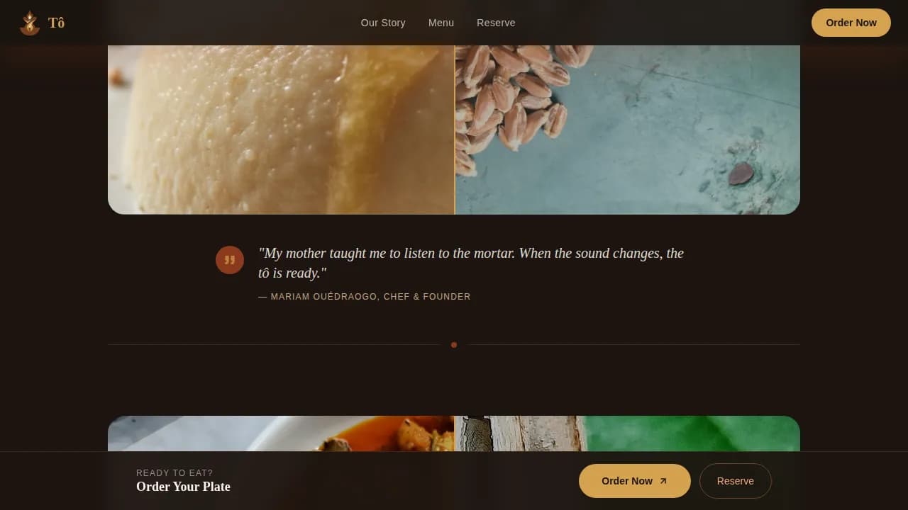 Amara — Authentic West African Cuisine Landing Page Template