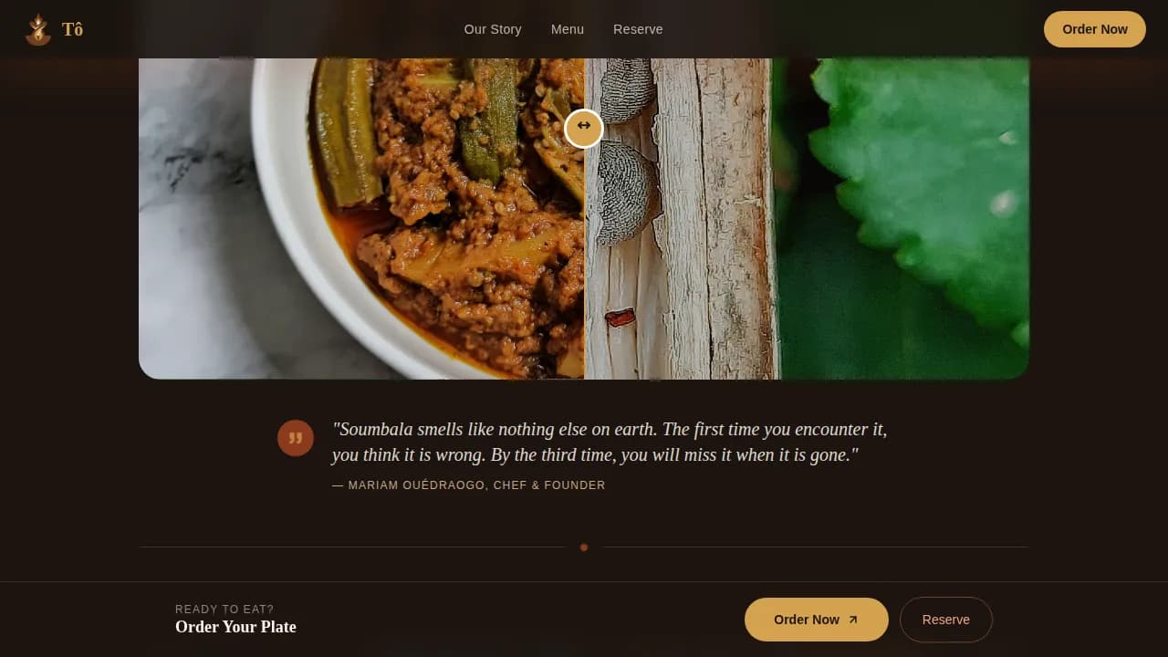 Amara — Authentic West African Cuisine Landing Page Template
