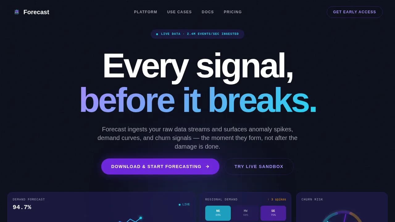 Forecast - Predictive Analytics Dashboard Landing Page Template