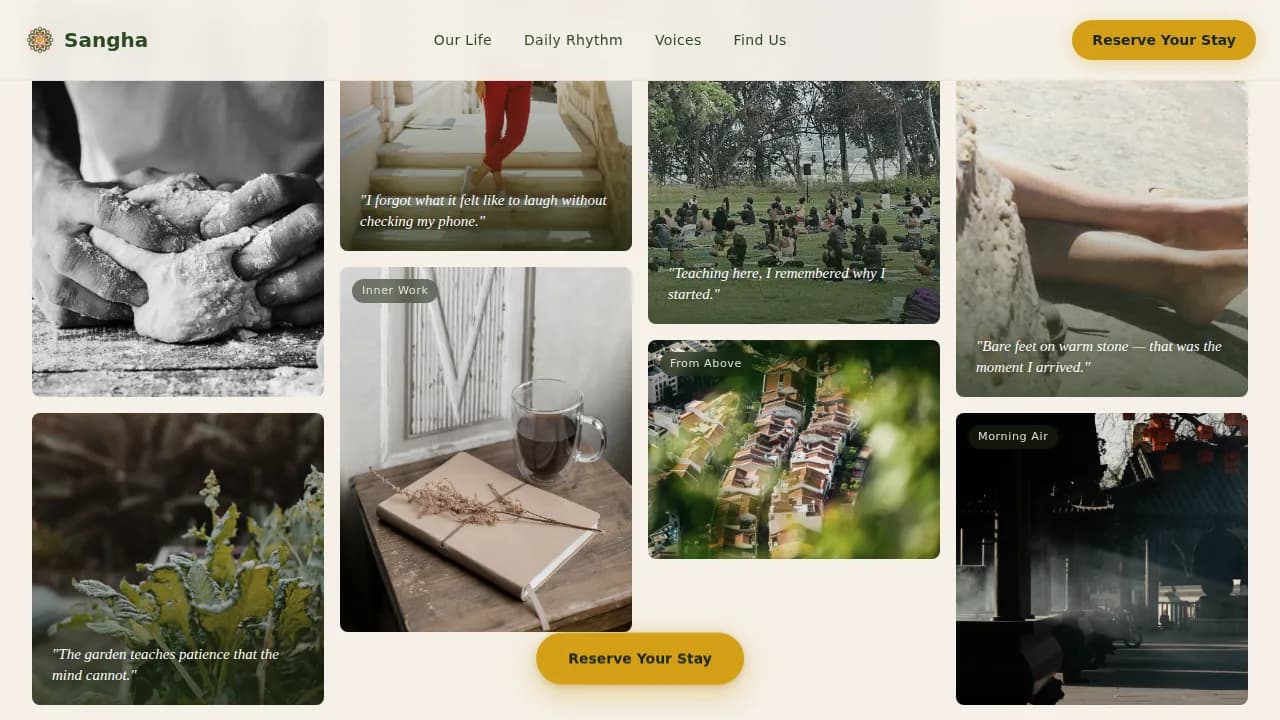 Sangha - Serene Ashram Retreat Landing Page Template