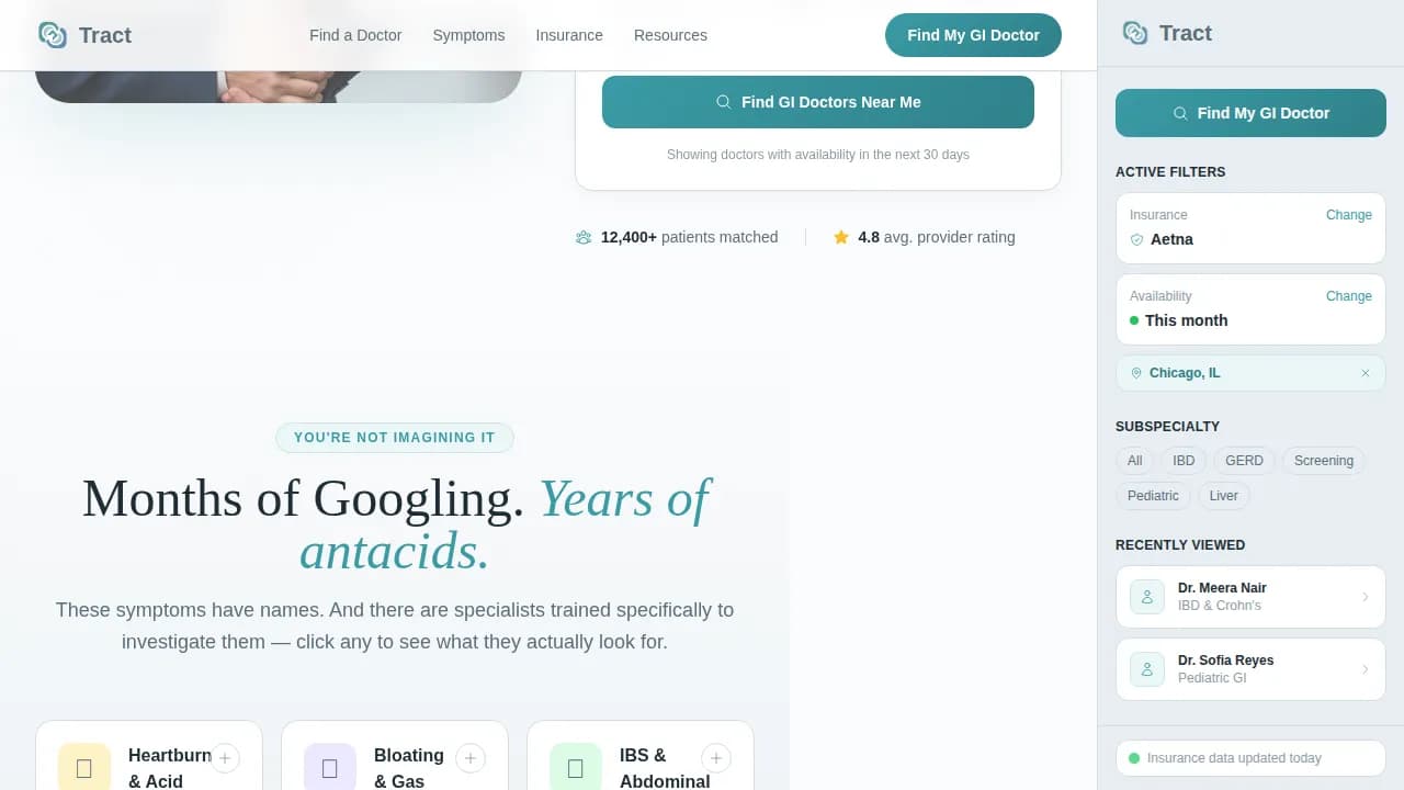 Tract - Find Trusted GI Specialists Directory Landing Page Template