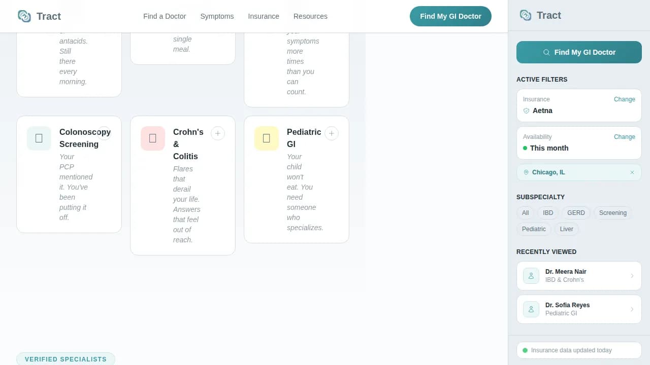 Tract - Find Trusted GI Specialists Directory Landing Page Template