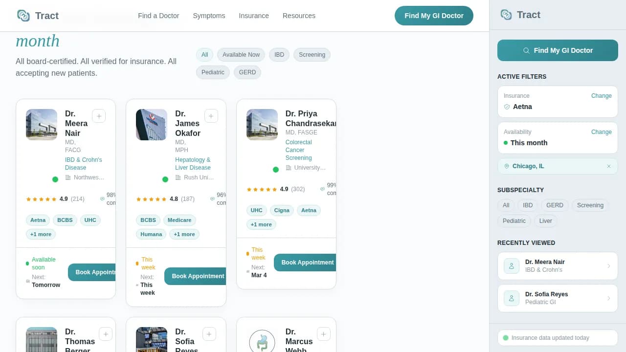 Tract - Find Trusted GI Specialists Directory Landing Page Template