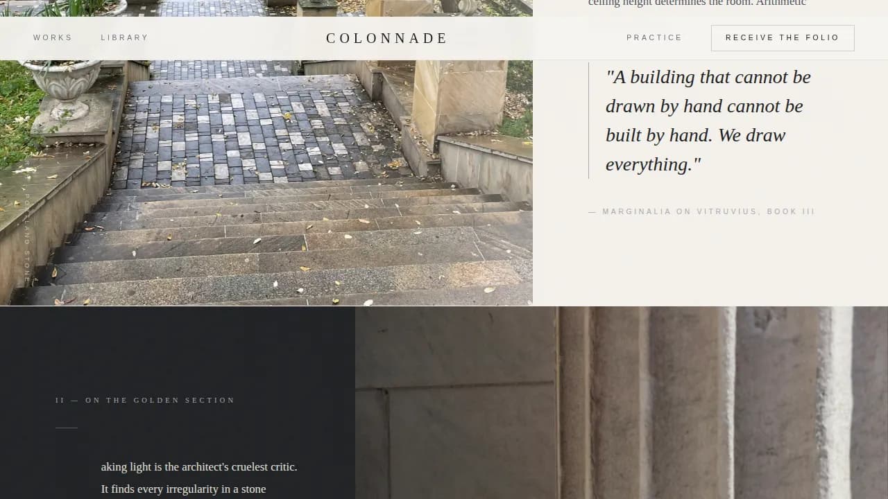 Architrave — Refined Classical Design Landing Page Template