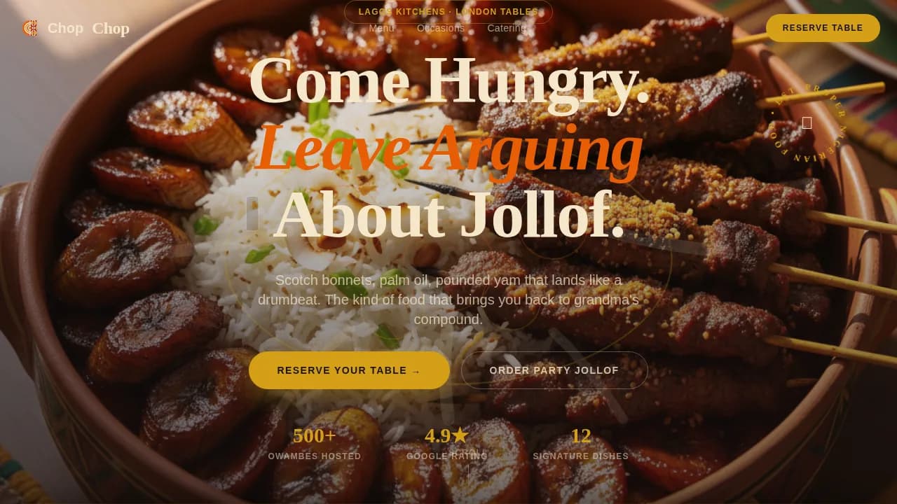 Taste — Vibrant Nigerian Cuisine Landing Page Template
