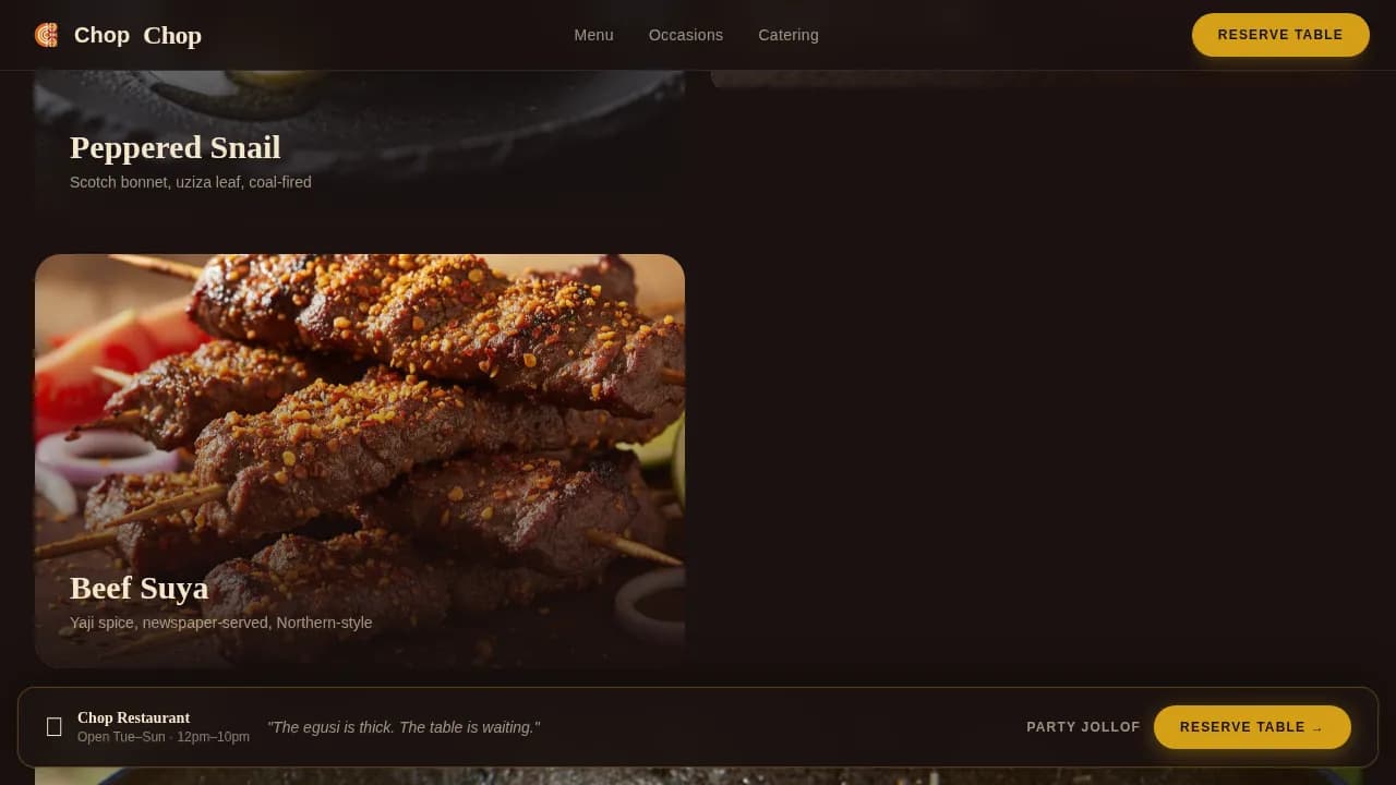 Taste — Vibrant Nigerian Cuisine Landing Page Template