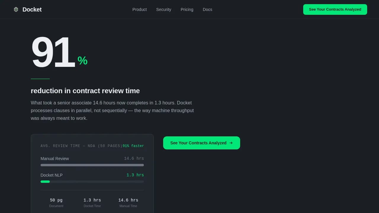 Docket - Legal Contract Intelligence Landing Page Template