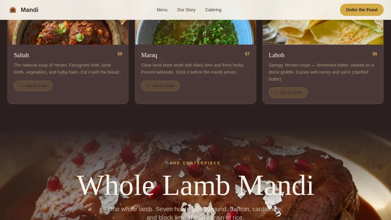 Middle Eastern Cuisine & Dining Complete Professional Website Template