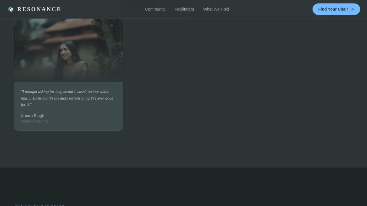 Resonance - Healing Musicians Community Landing Page Template
