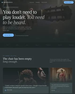 Resonance - Healing Musicians Community Landing Page Template
