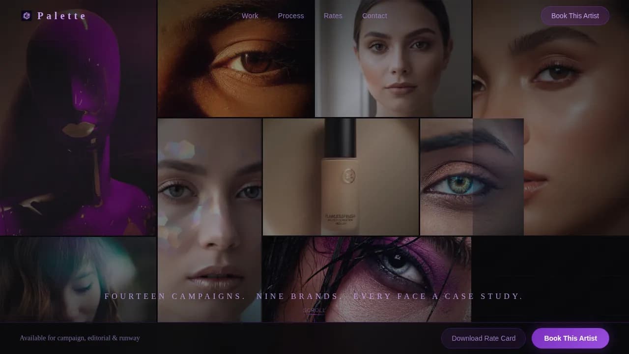 Artistry — Luxury Makeup Portfolio Landing Page Template
