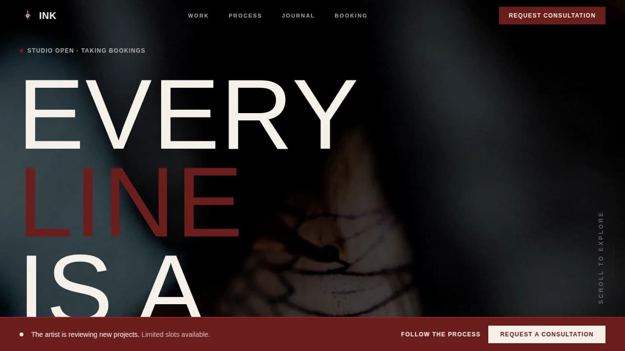 Stigma — Bold Tattoo Portfolio Landing Page Template