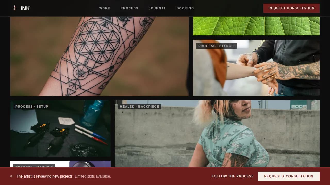 Stigma — Bold Tattoo Portfolio Landing Page Template
