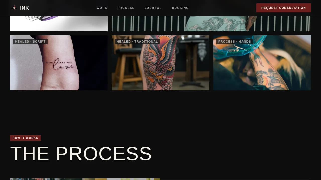 Stigma — Bold Tattoo Portfolio Landing Page Template