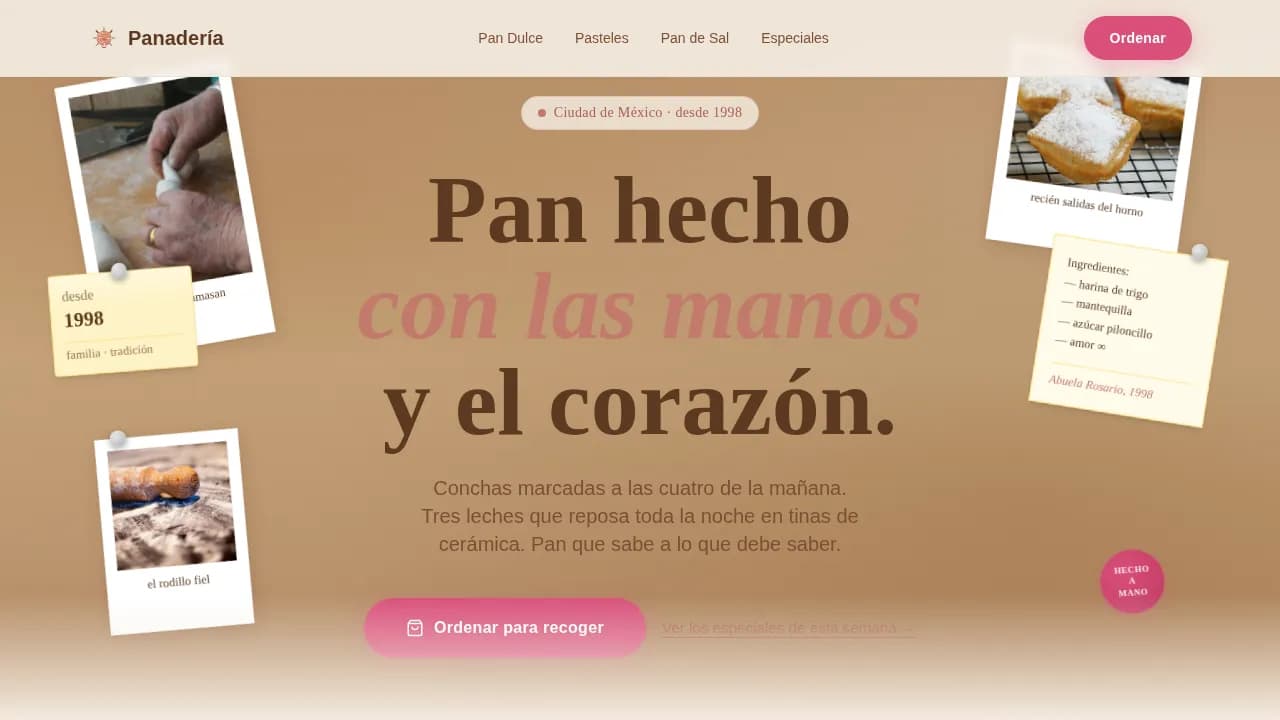 Panadera - Handcrafted Latin Bakery Landing Page Template