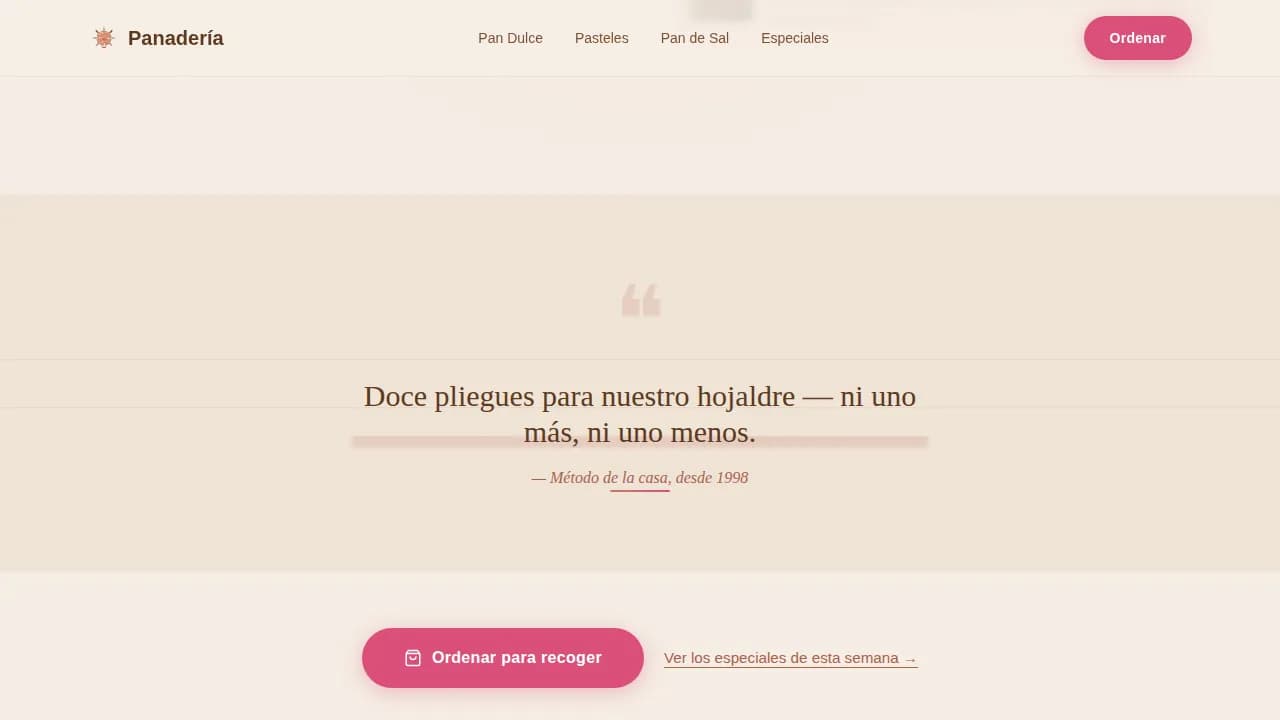 Panadera - Handcrafted Latin Bakery Landing Page Template