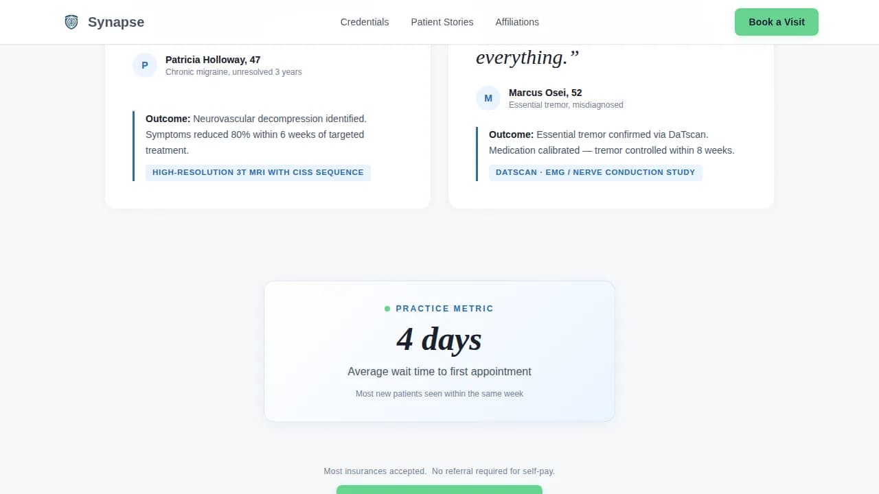Neural — Precision Neurology Booking Landing Page Template