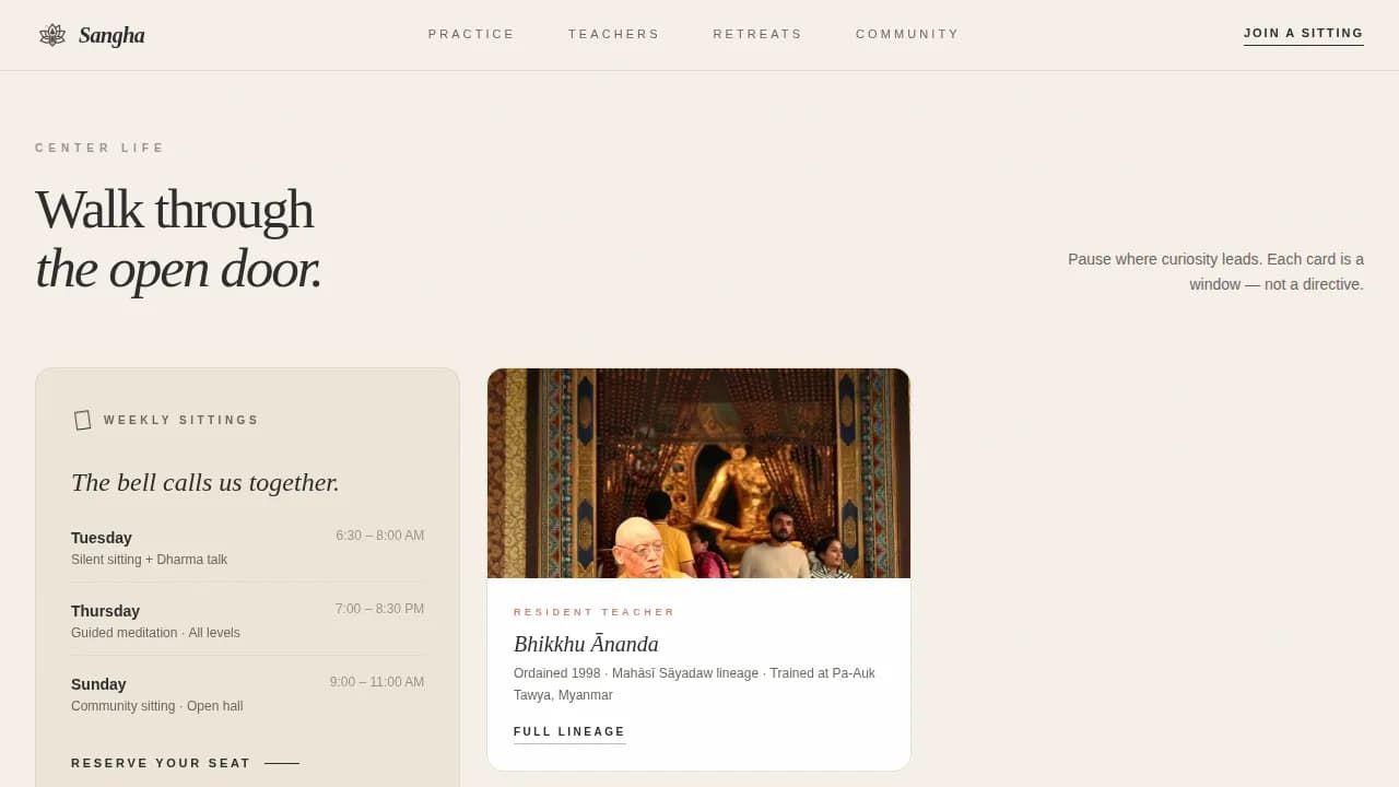 Zenith — Inclusive Spiritual Community Landing Page Template