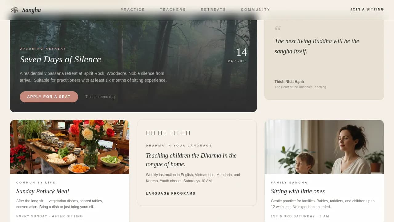 Zenith — Inclusive Spiritual Community Landing Page Template