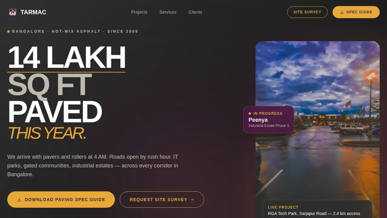 Surface — Precision Asphalt Contractor Landing Page Template