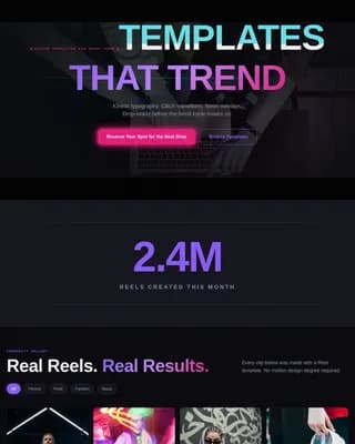 Reel — Viral Content Platform Landing Page Template