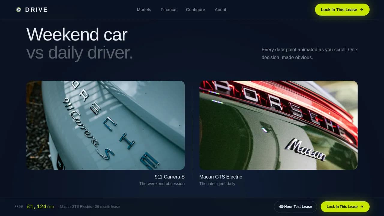 Accelerate — Luxury Porsche Booking Landing Page Template