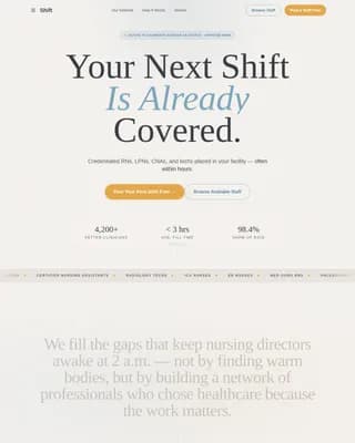 Shift - Reliable Healthcare Staffing Landing Page Template