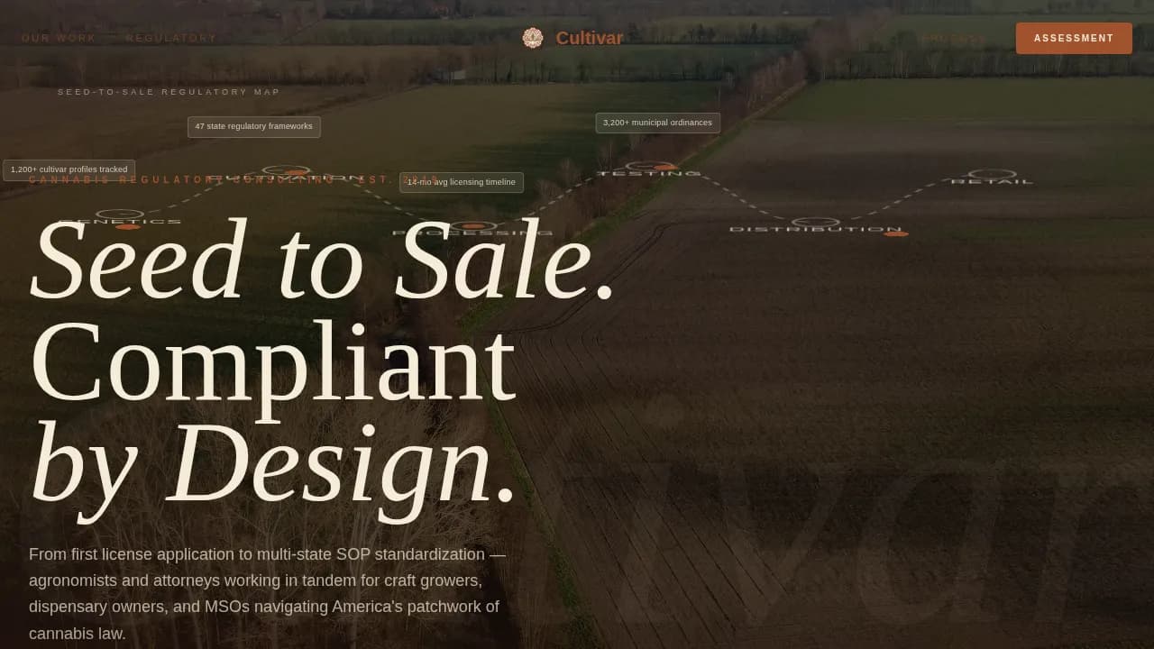 Harvest — Compliant Cannabis Operations Landing Page Template