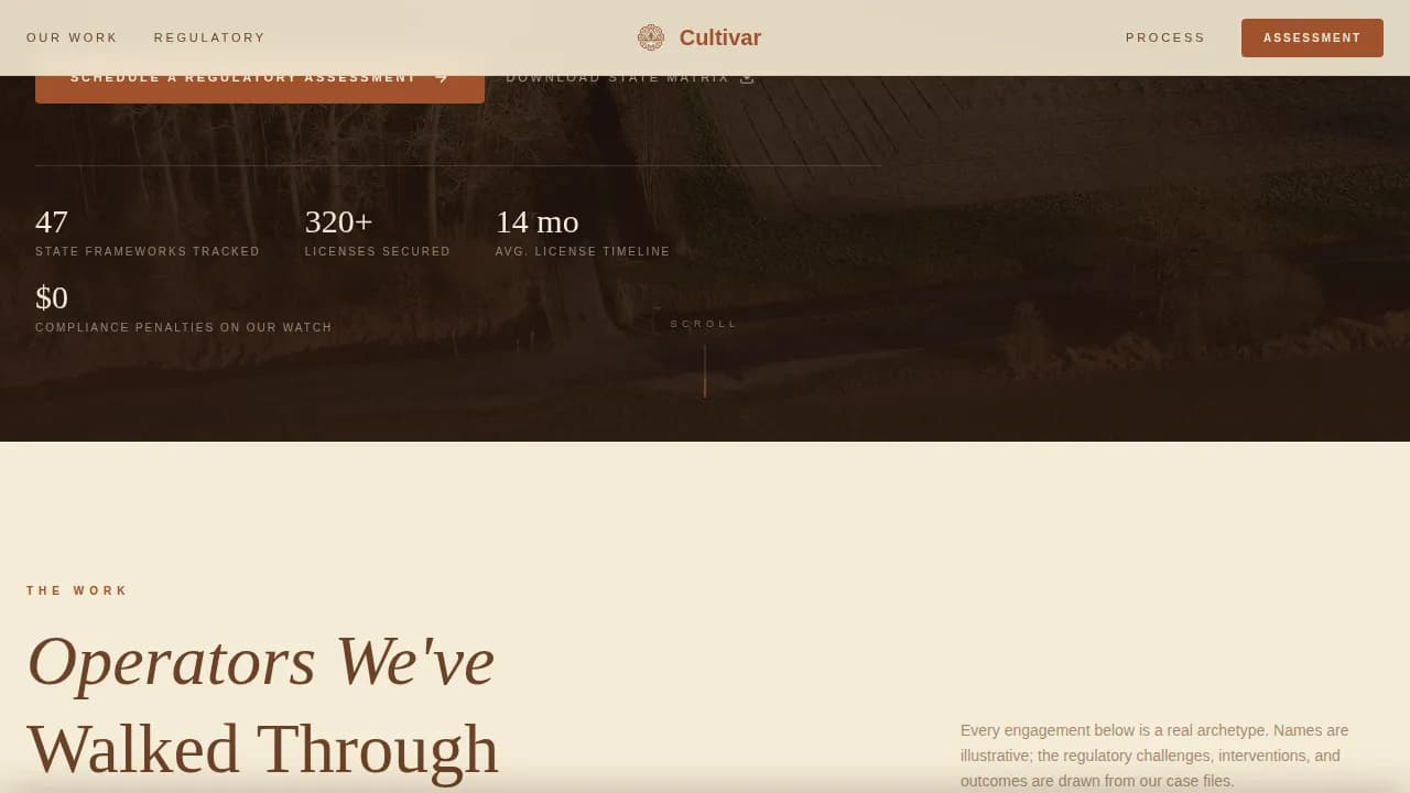 Harvest — Compliant Cannabis Operations Landing Page Template