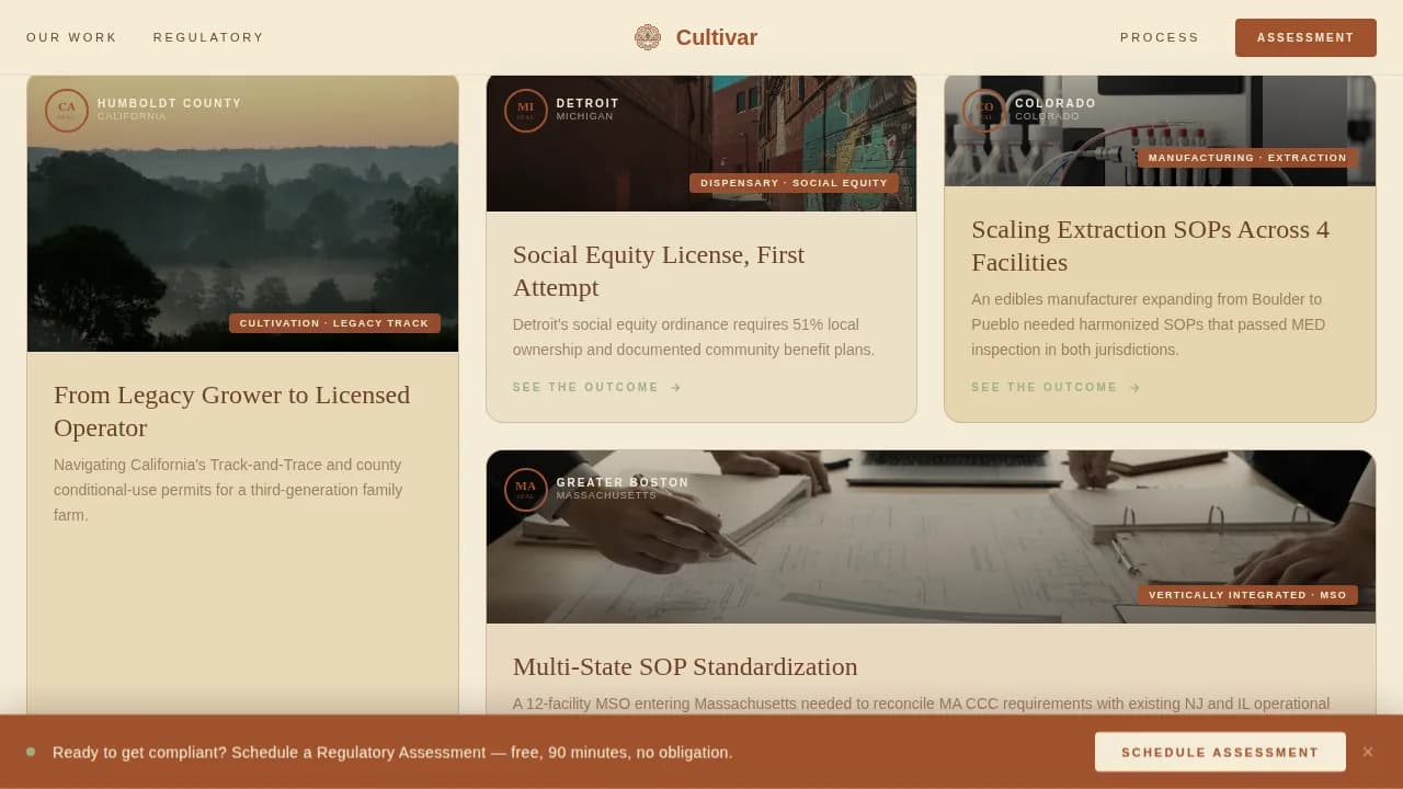 Harvest — Compliant Cannabis Operations Landing Page Template