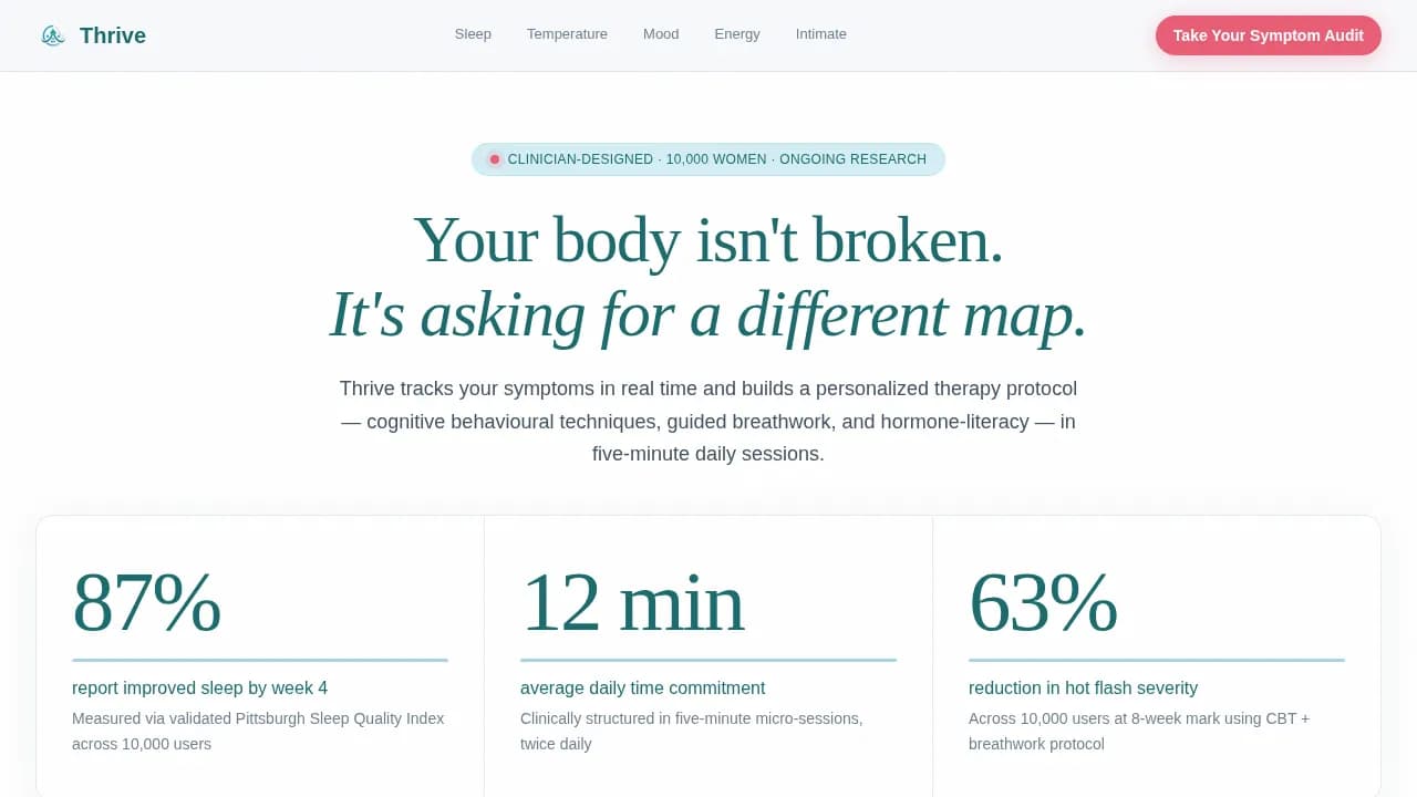 Flourish — Clinical Menopause Wellness Landing Page Template