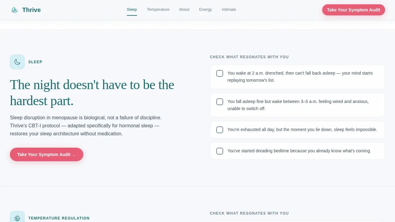 Flourish — Clinical Menopause Wellness Landing Page Template