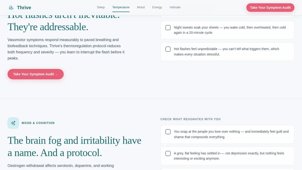 Flourish — Clinical Menopause Wellness Landing Page Template