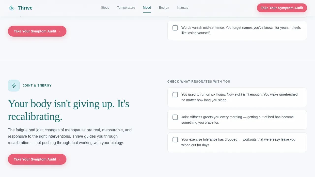 Flourish — Clinical Menopause Wellness Landing Page Template