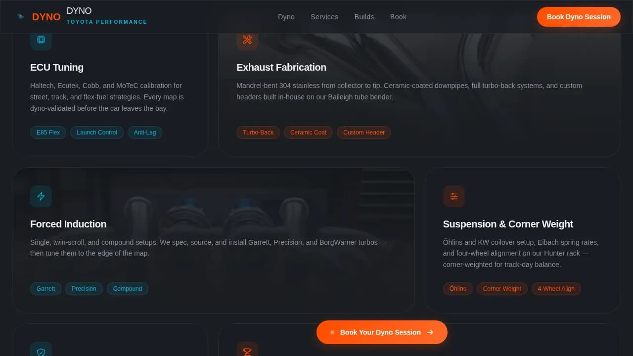 Ignite — Premium Automotive Performance Landing Page Template