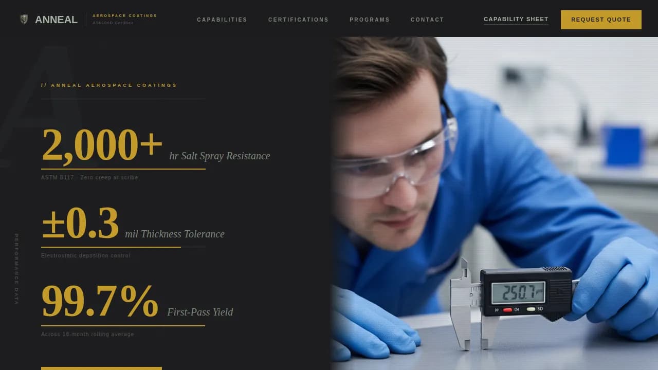 Precision — Elite Aerospace Coating Landing Page Template