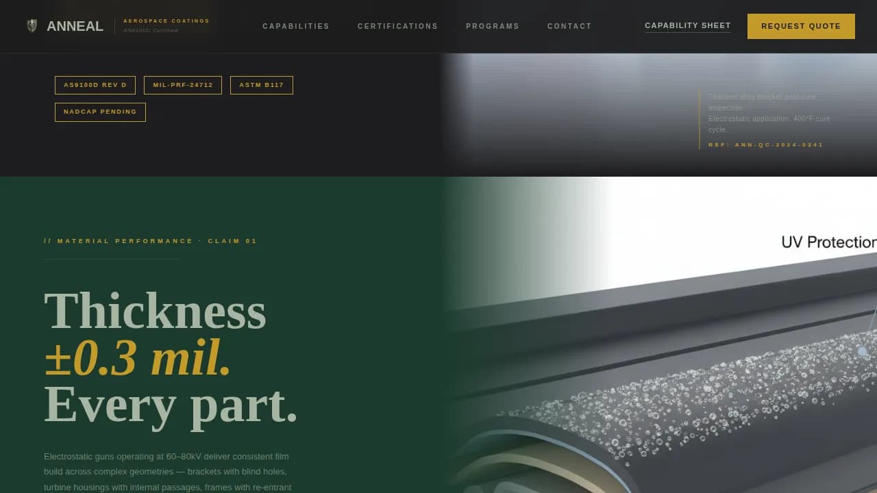 Precision — Elite Aerospace Coating Landing Page Template
