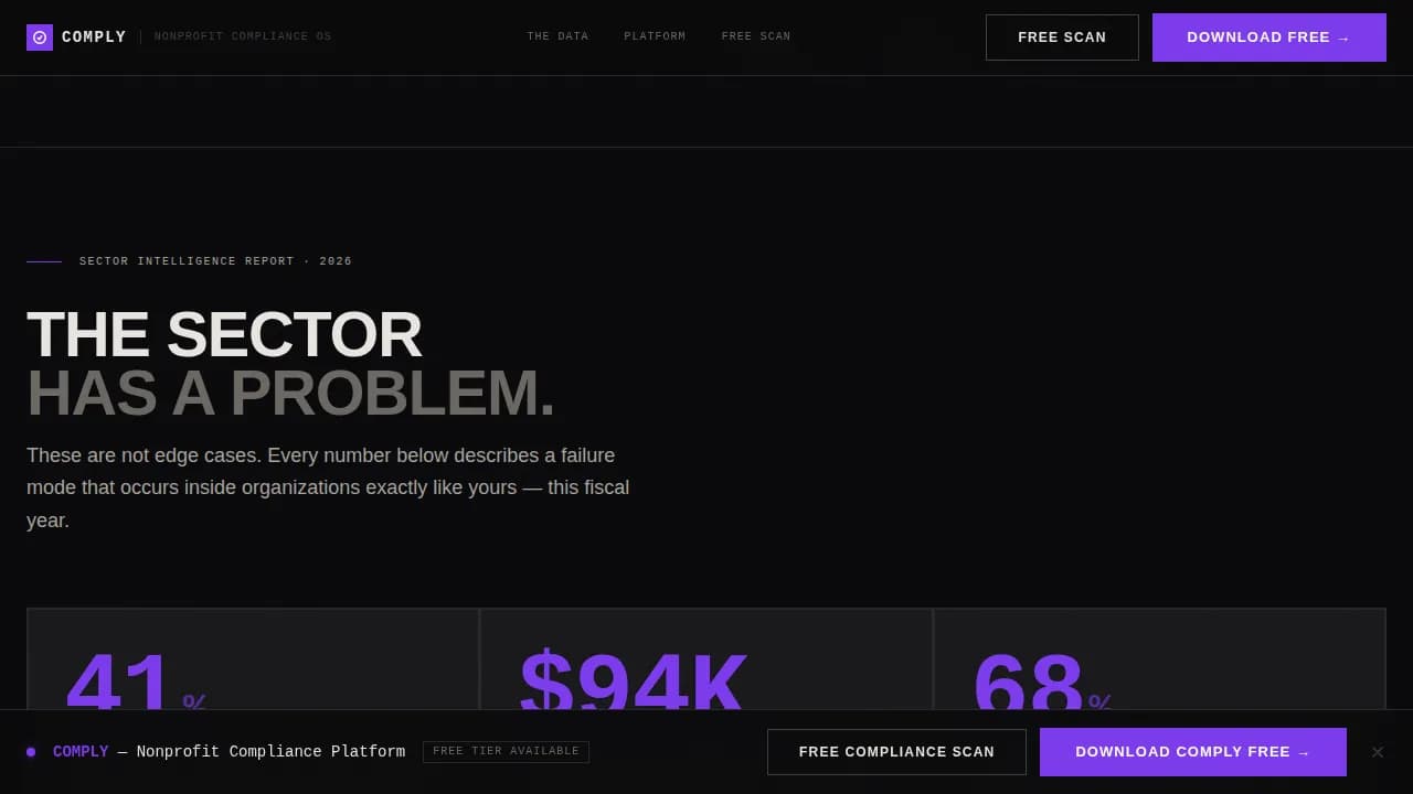 Comply — Bold Nonprofit Governance Landing Page Template