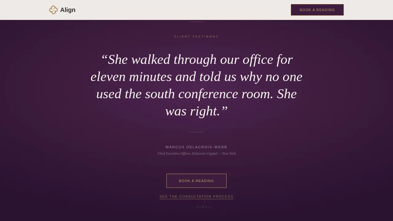 Harmony — Executive Feng Shui Case Study Landing Page Template