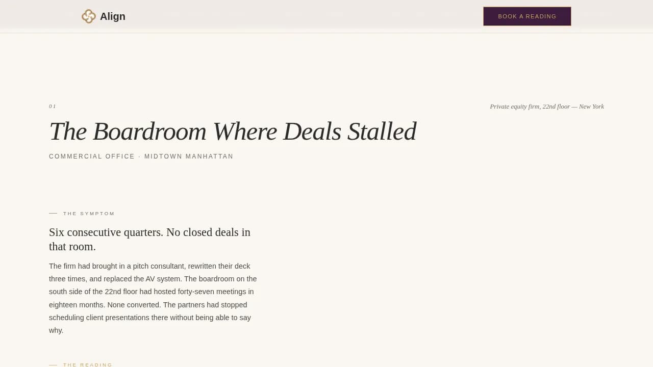 Harmony — Executive Feng Shui Case Study Landing Page Template