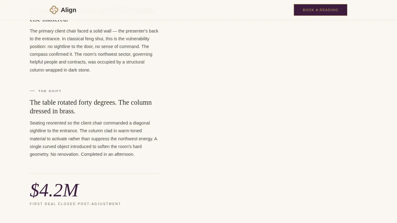 Harmony — Executive Feng Shui Case Study Landing Page Template
